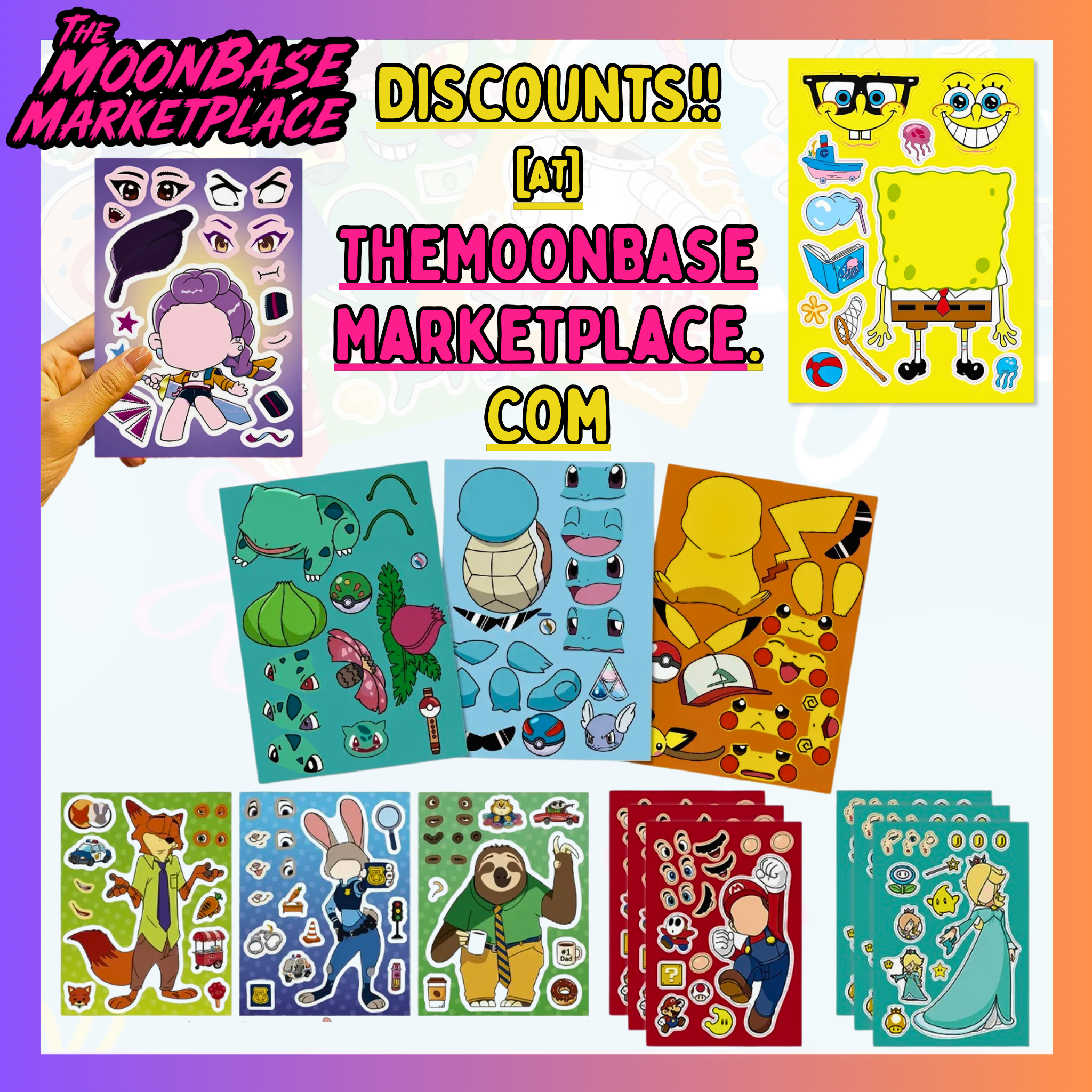 76 PCS K-Pop Demon Hunters 2025 Sticker Packs/Chibi Build Your Own Rumi, Mira, Zoey