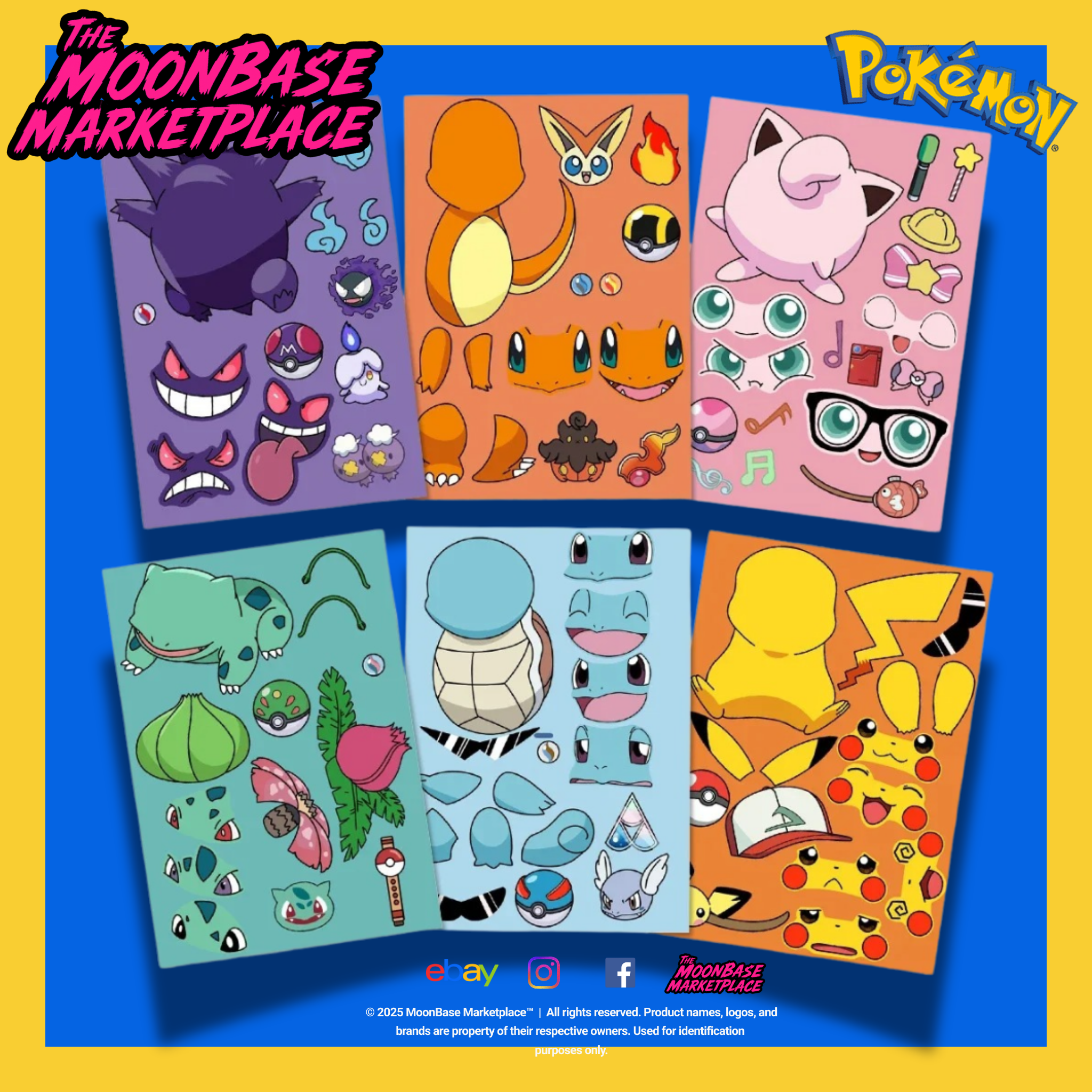 Pokémon Face Swap Sticker Sheets - Build Your Own Pikachu, Bulbasaur & More