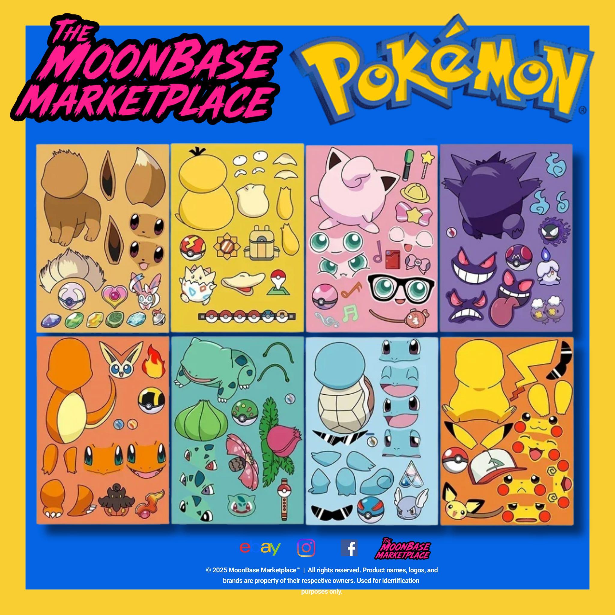 Pokémon Face Swap Sticker Sheets - Build Your Own Pikachu, Bulbasaur & More