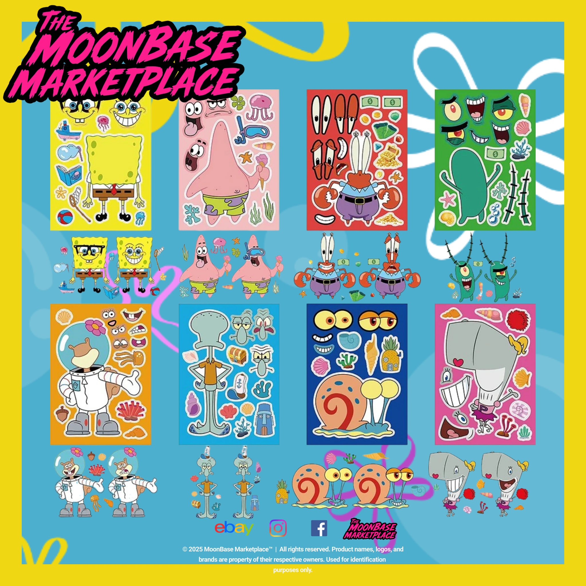 SpongeBob Sticker Mayhem – 24 Sheets Total, 8 Characters + Remix Madness!