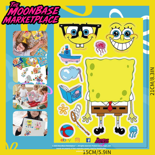 SpongeBob Sticker Mayhem – 24 Sheets Total, 8 Characters + Remix Madness!
