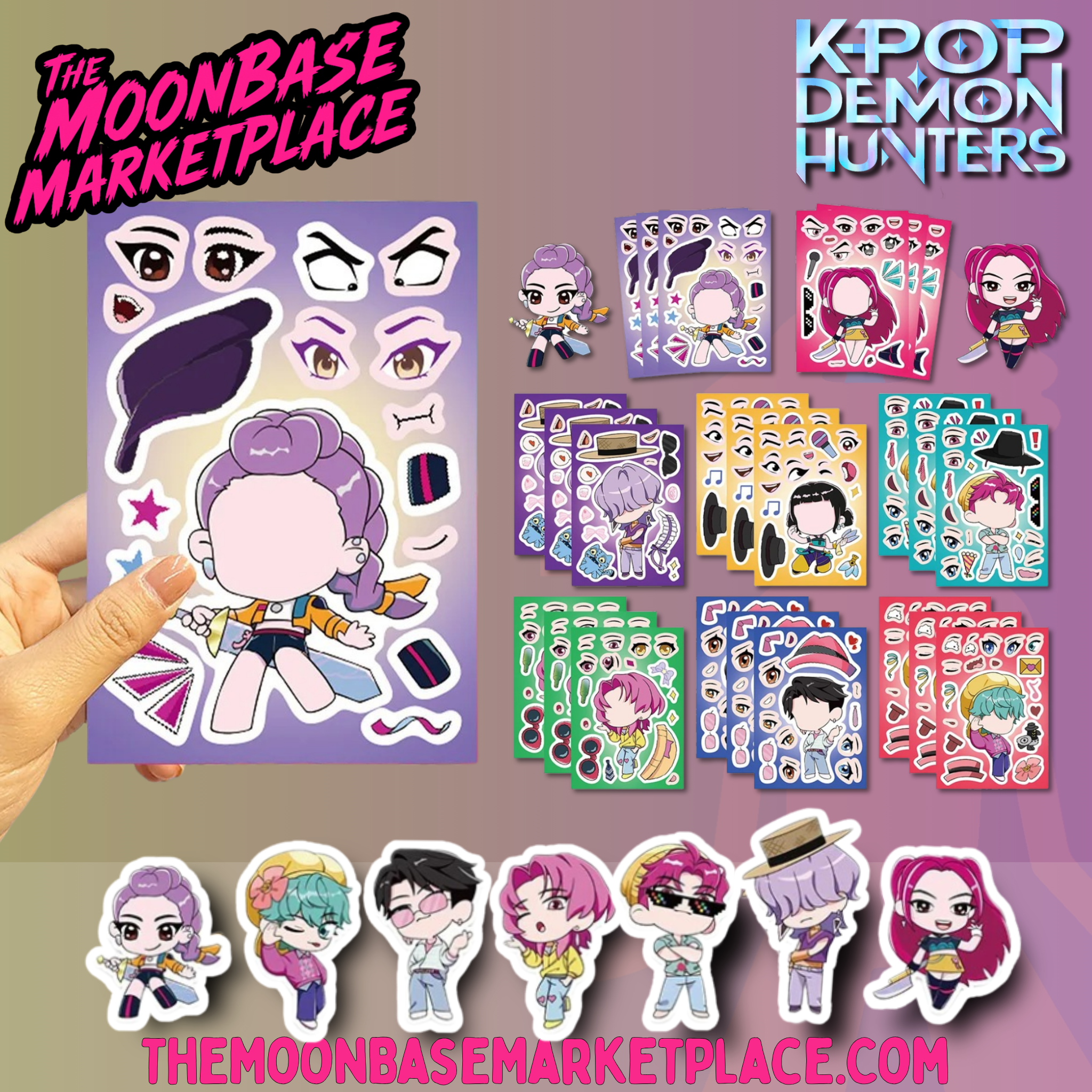 76 PCS K-Pop Demon Hunters 2025 Sticker Packs/Chibi Build Your Own Rumi, Mira, Zoey