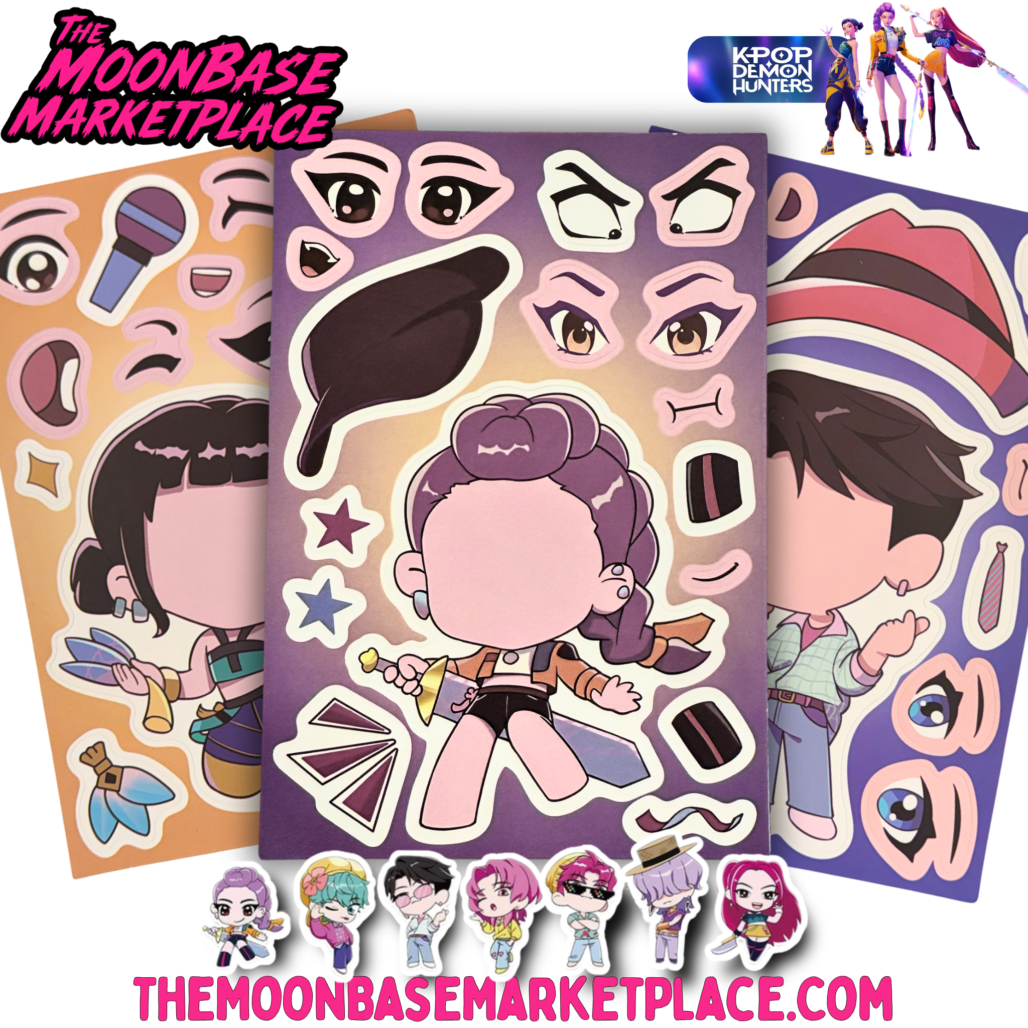 76 PCS K-Pop Demon Hunters 2025 Sticker Packs/Chibi Build Your Own Rumi, Mira, Zoey