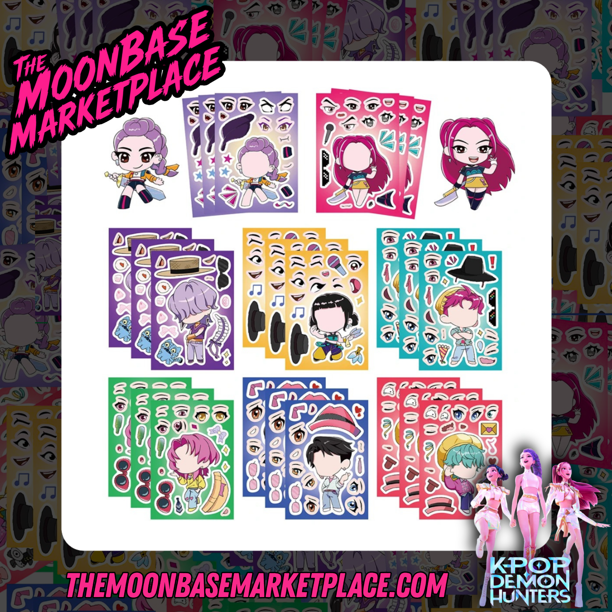 76 PCS K-Pop Demon Hunters 2025 Sticker Packs/Chibi Build Your Own Rumi, Mira, Zoey