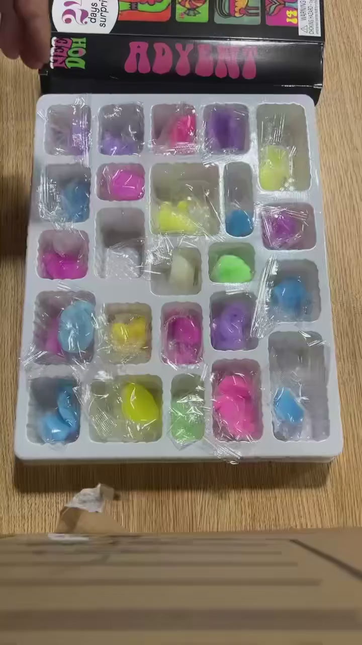 Filling the 24-day mini squishy advent calendar