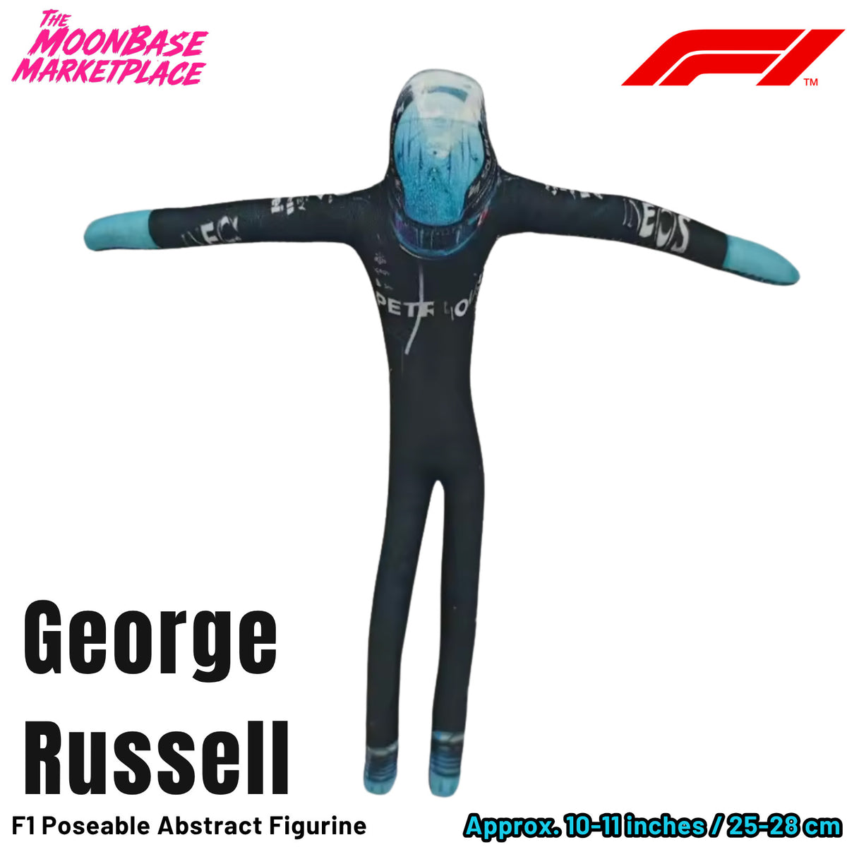 Poseable Racing Driver Plush Doll - George Russell -Helmet